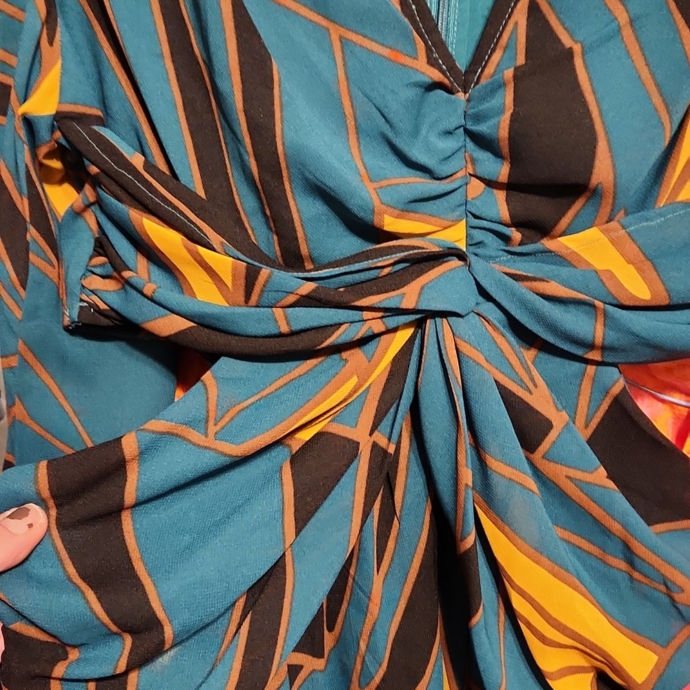 ❤️ RANNA GILL ANTHROPOLOGIE SIDE CUT-OUT ABSTRACT FLORAL MIDI DRESS, MEDIUM - Picture 6 of 13